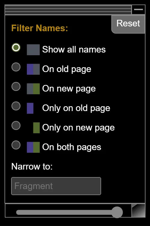 The filter panel